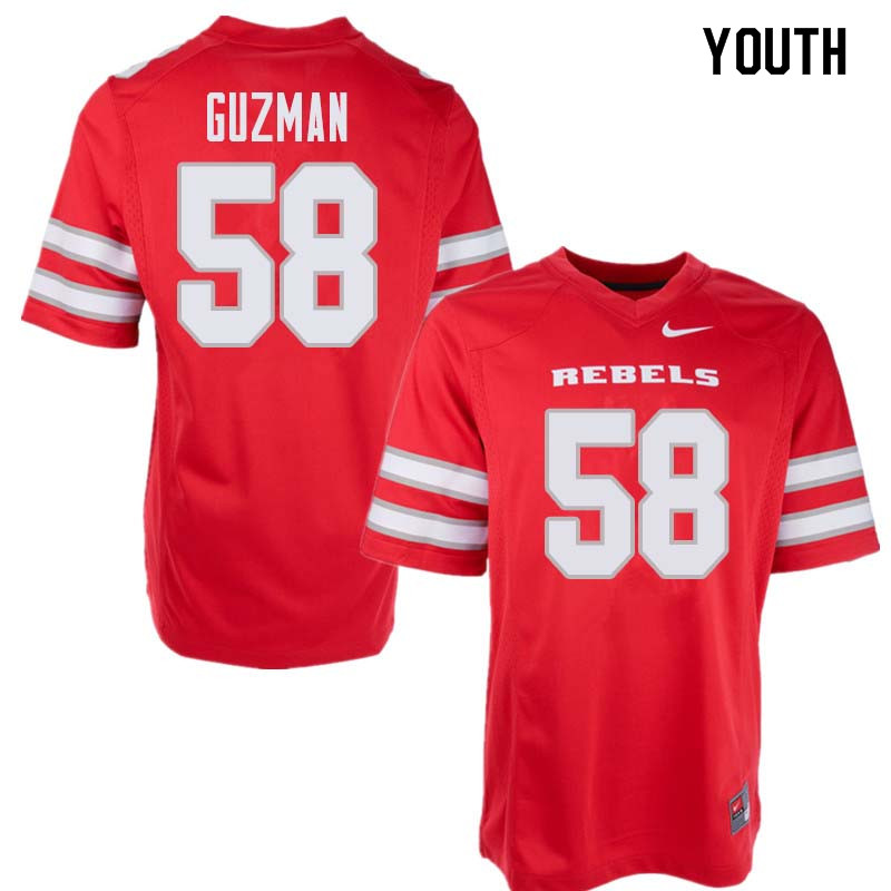 Youth UNLV Rebels #58 Nathan Guzman College Football Jerseys Sale-Red